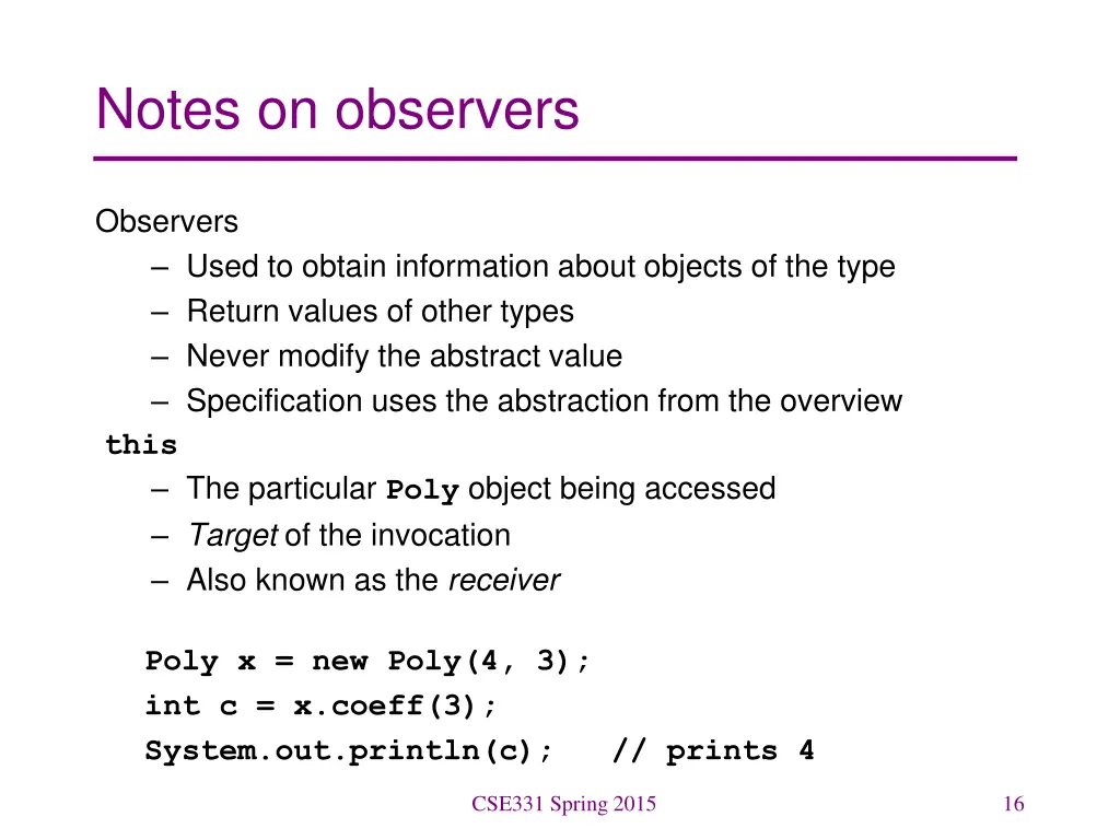 notes on observers