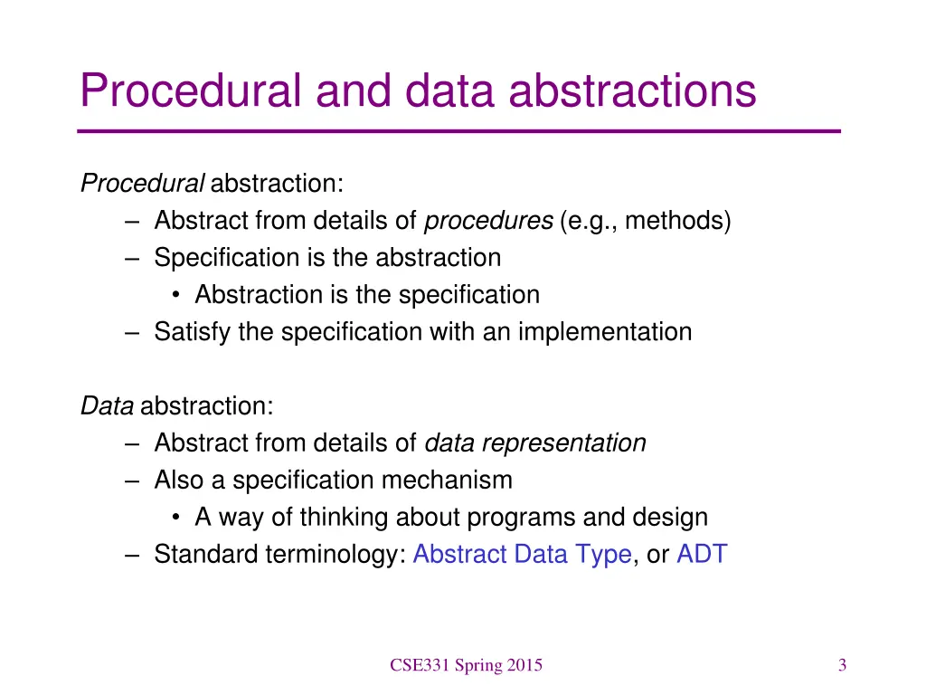 procedural and data abstractions