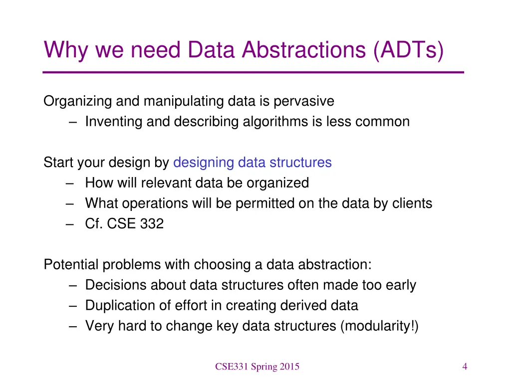 why we need data abstractions adts