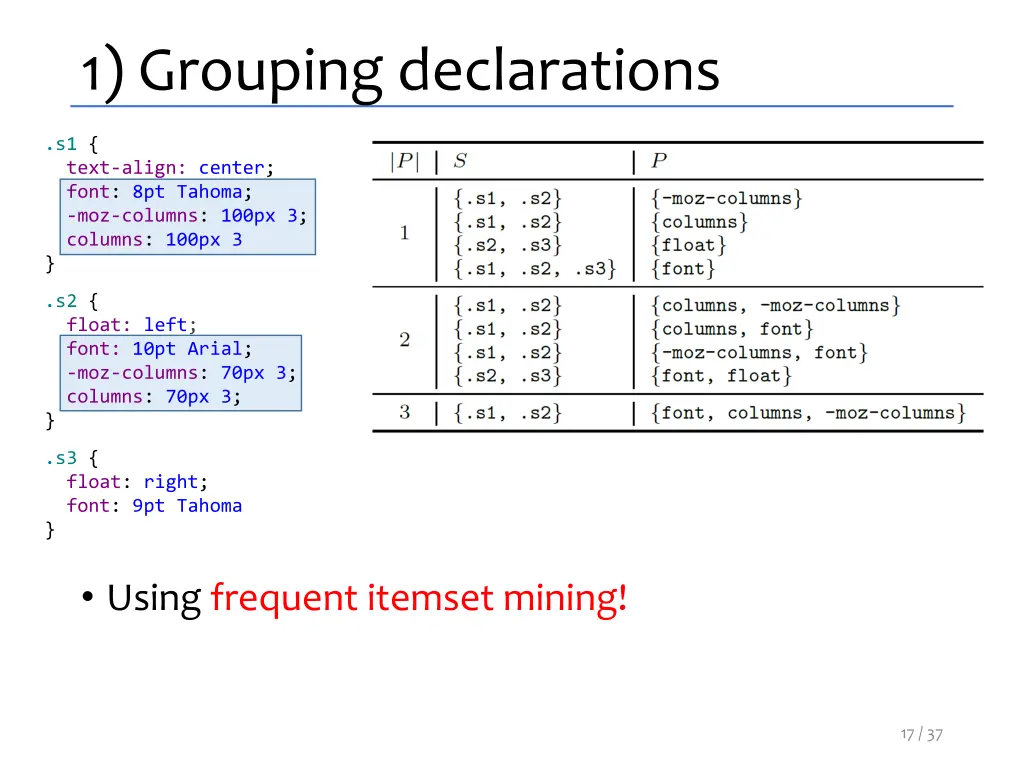 1 grouping declarations 1
