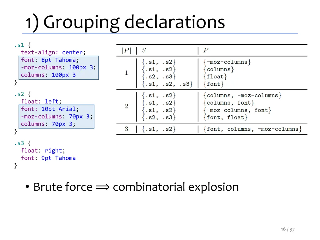 1 grouping declarations