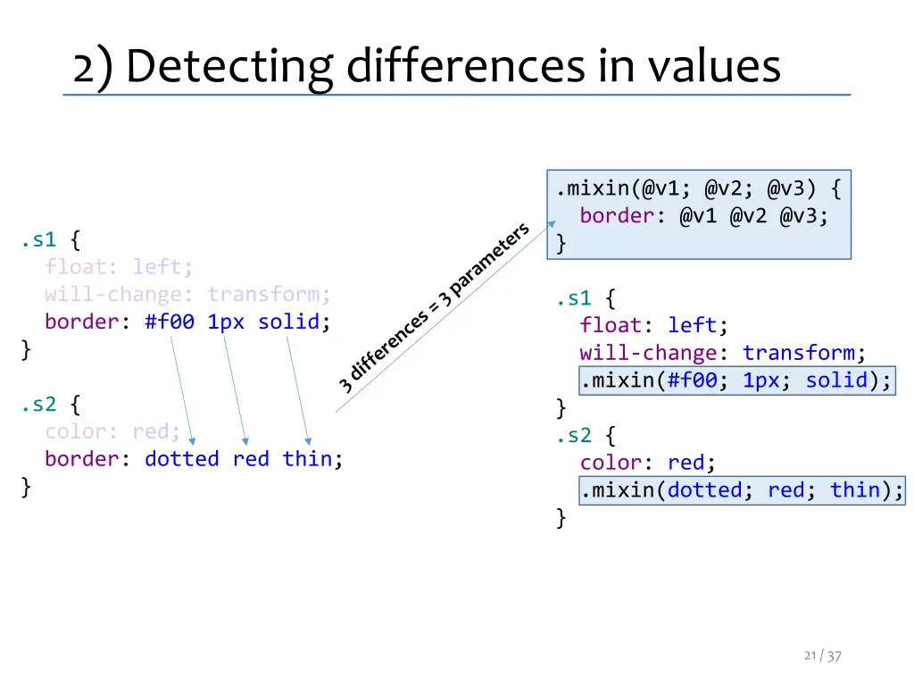 2 detecting differences in values