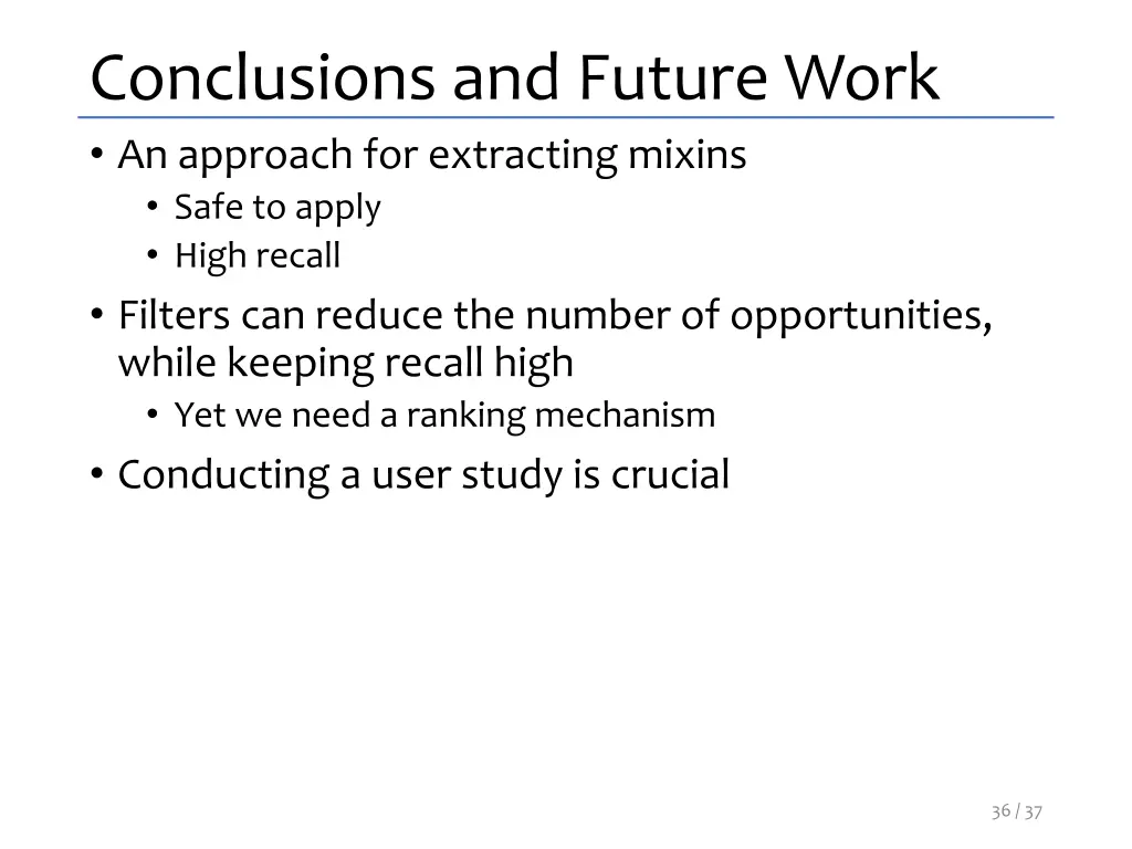 conclusions and future work an approach