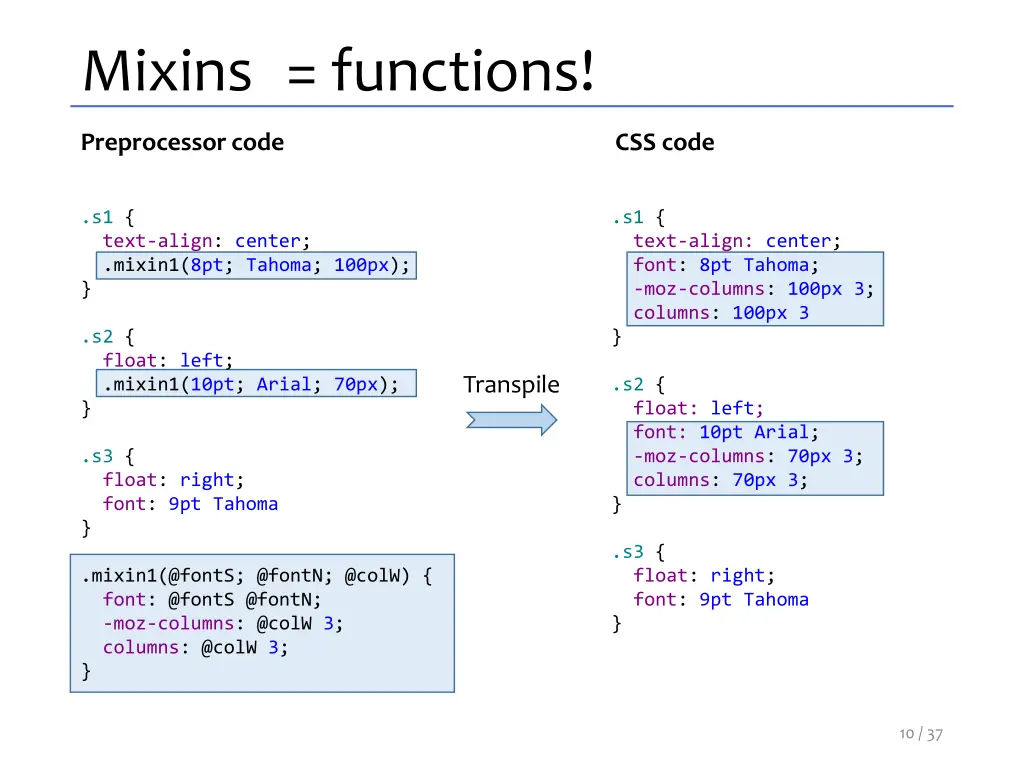 mixins functions