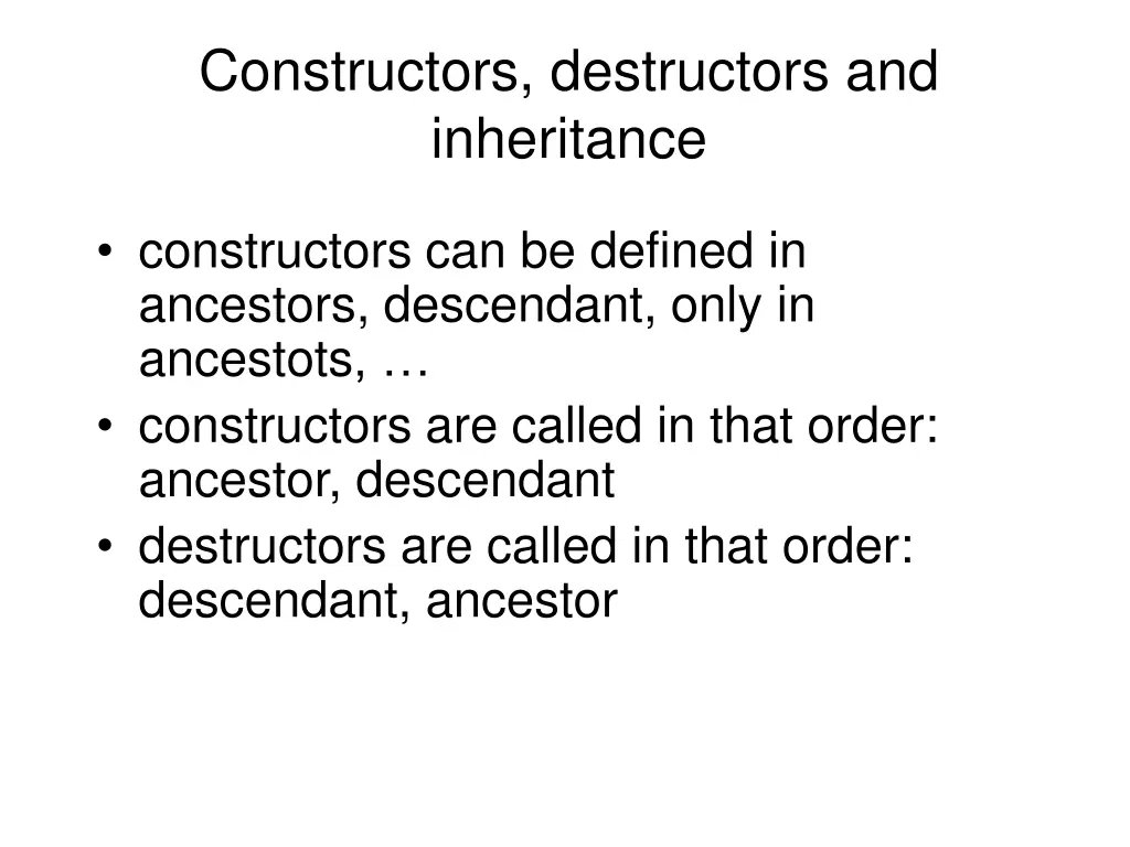 constructors destructors and inheritance