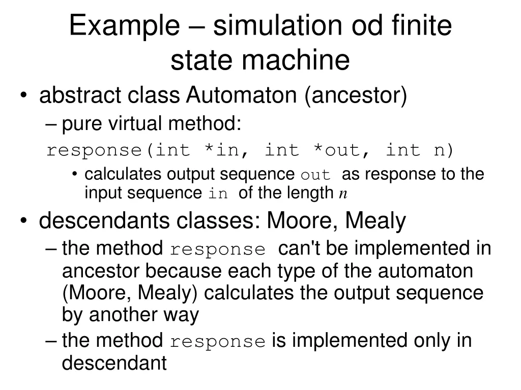 example simulation od finite state machine