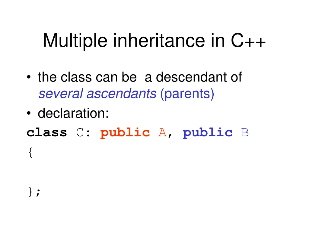 multiple inheritance in c