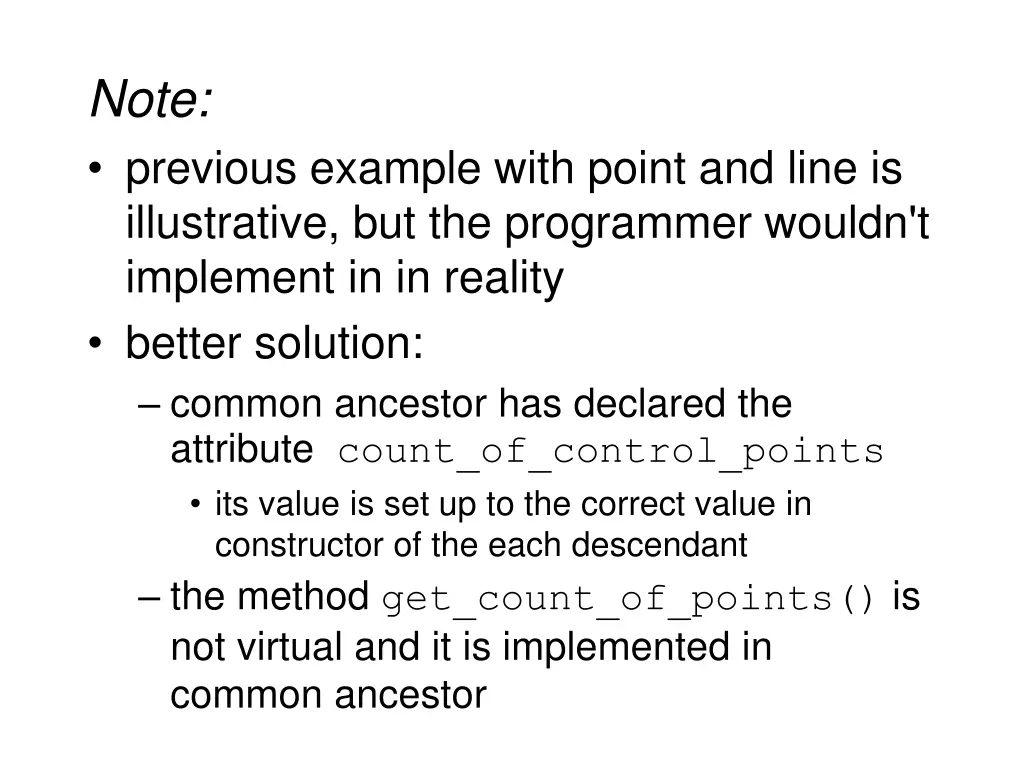 note previous example with point and line