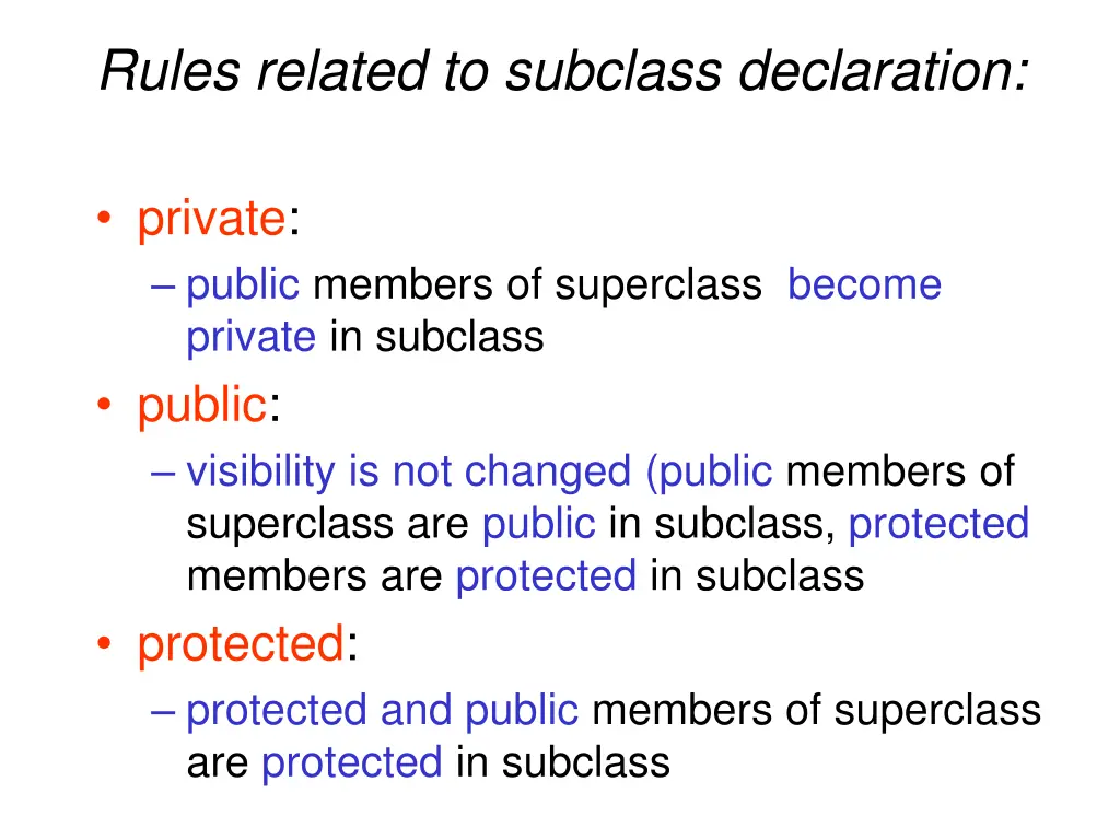 rules related to subclass declaration