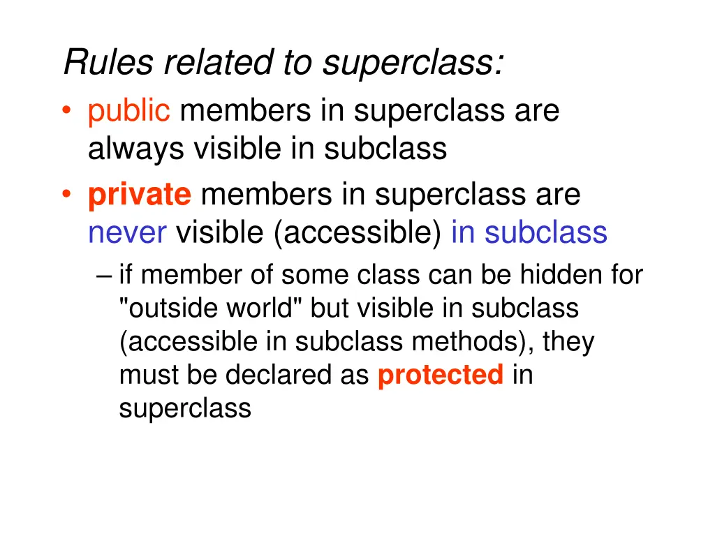 rules related to superclass public members