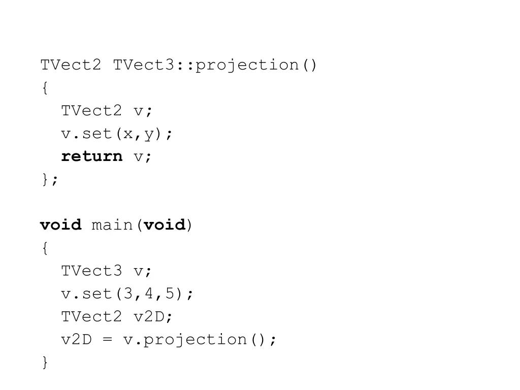 tvect2 tvect3 projection tvect2
