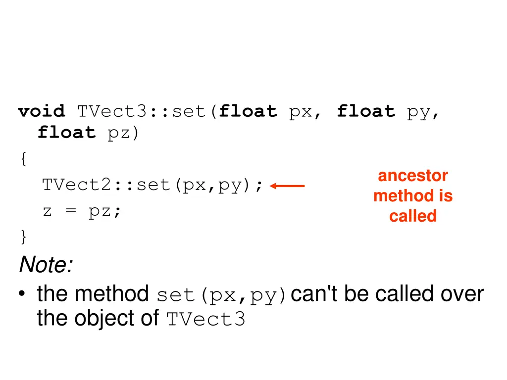 void tvect3 set float px float py float pz tvect2