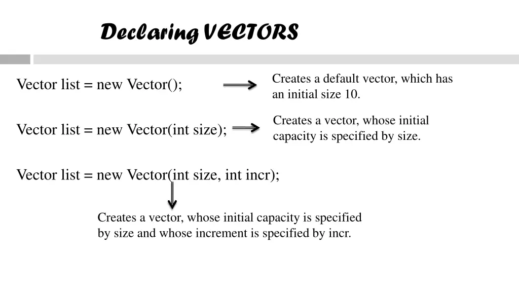 declaring vectors