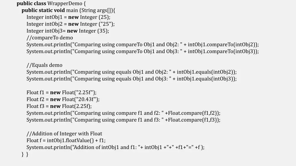 public class wrapperdemo public static void main