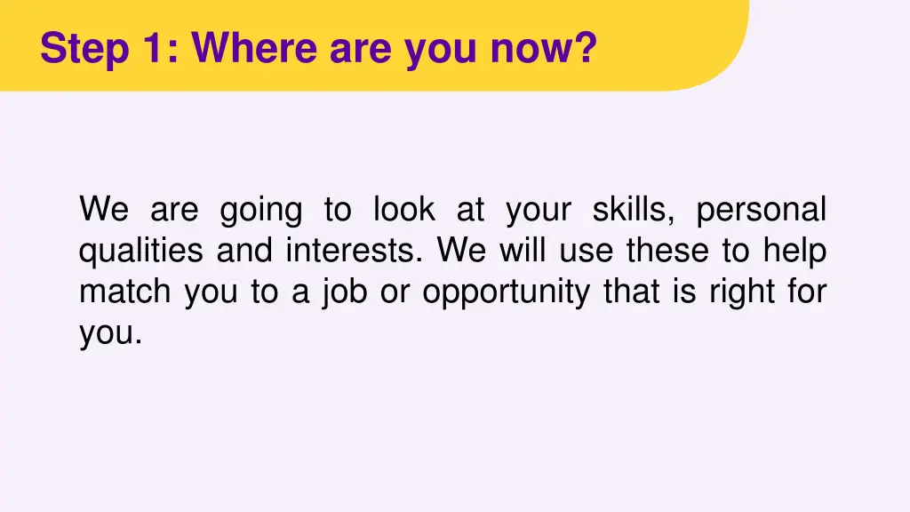 step 1 where are you now