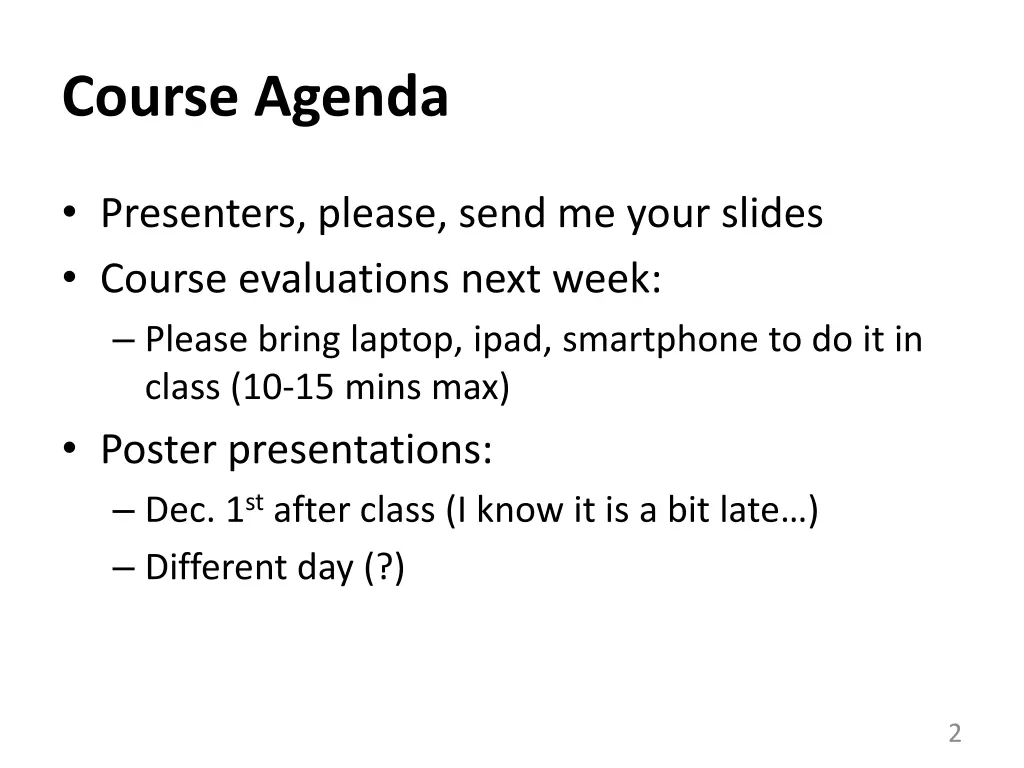 course agenda