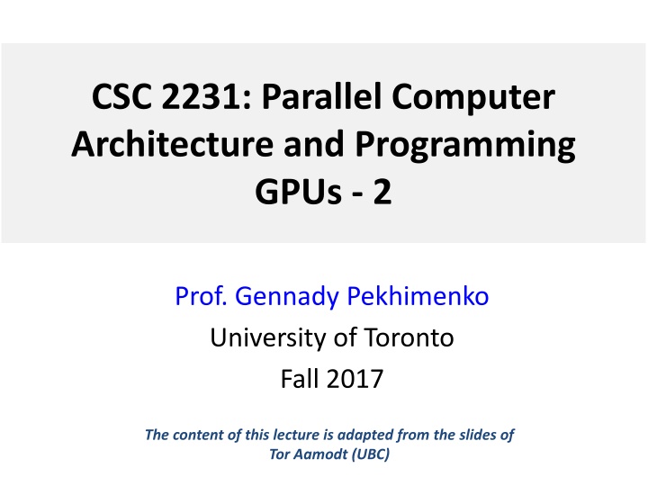 csc 2231 parallel computer architecture