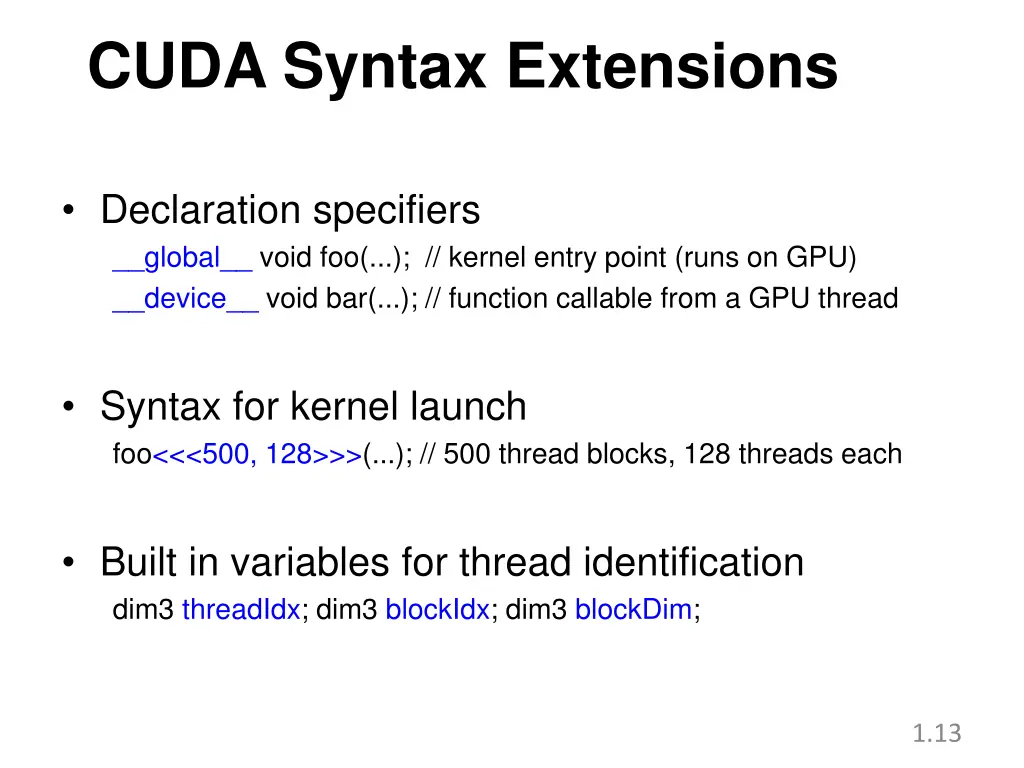 cuda syntax extensions
