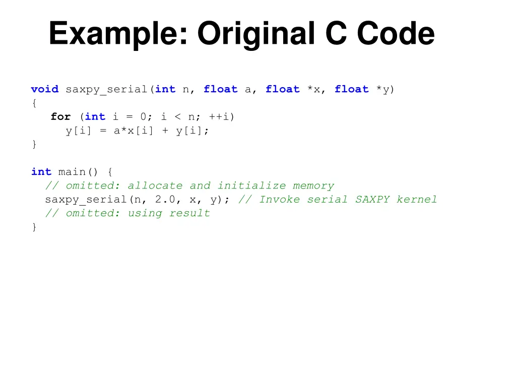 example original c code