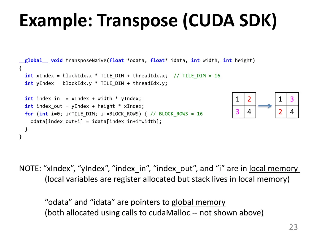 example transpose cuda sdk