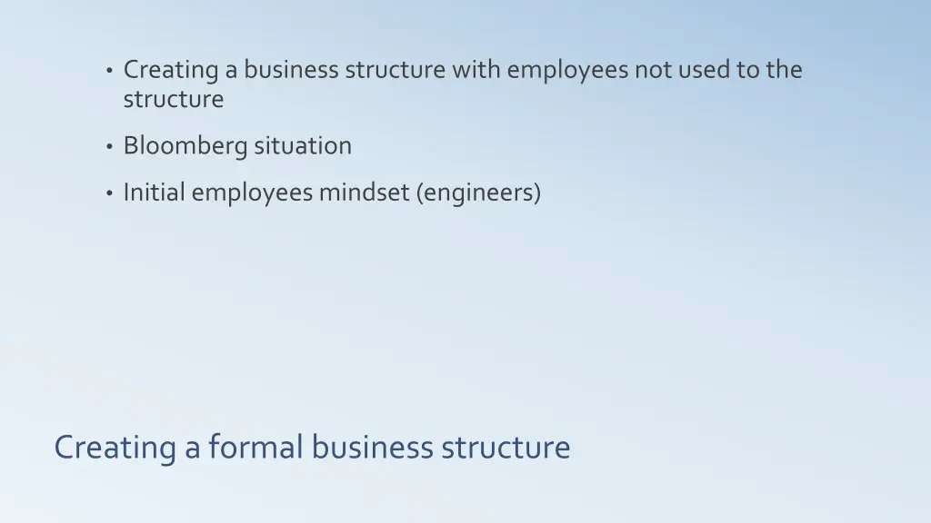 creating a business structure with employees