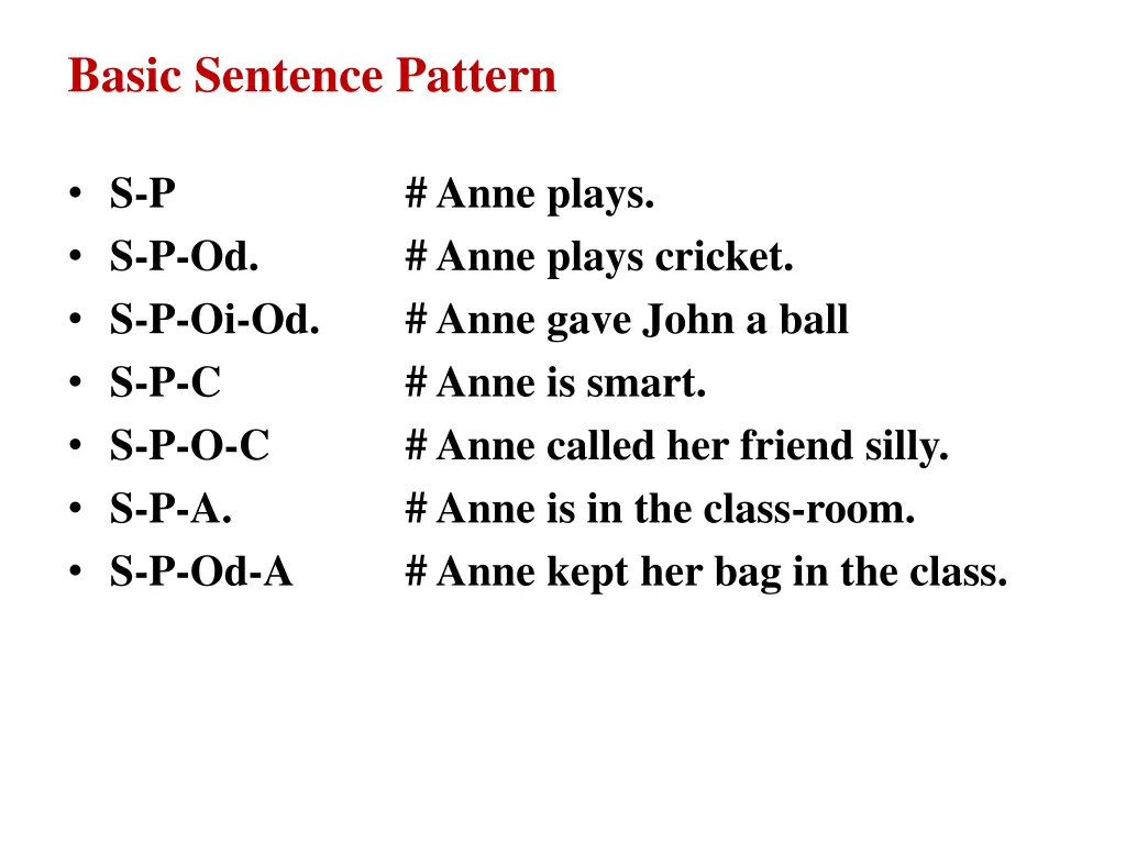 basic sentence pattern