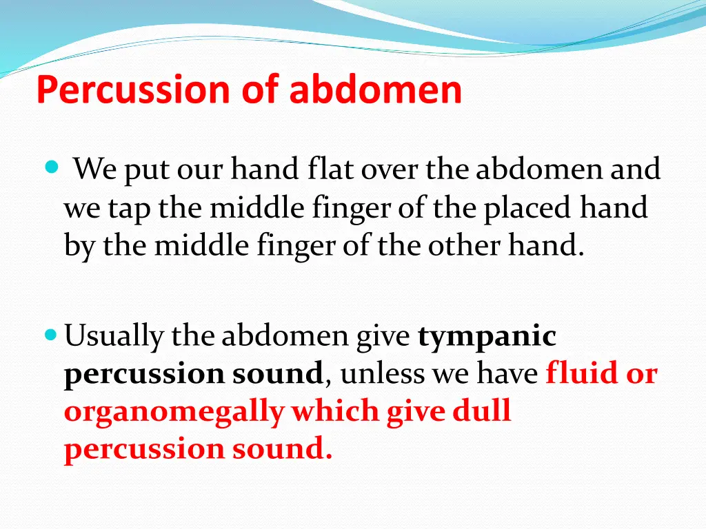 percussion of abdomen