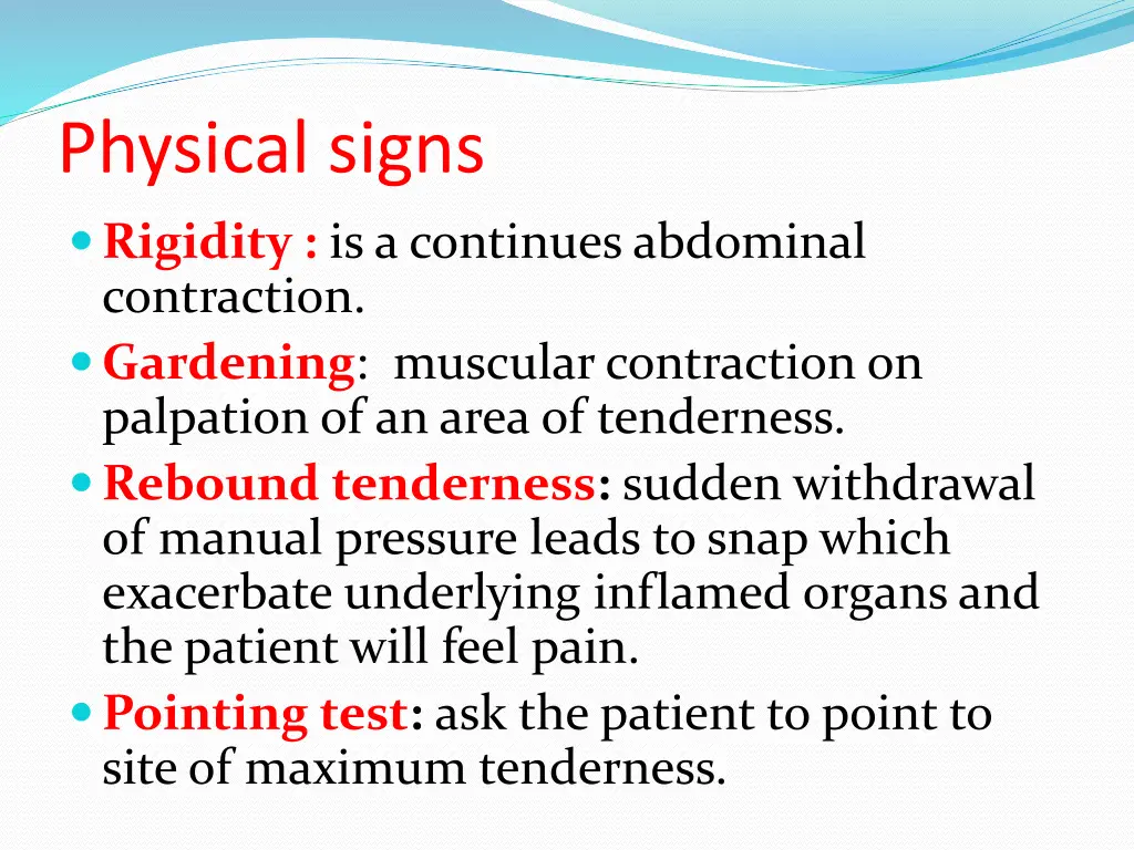 physical signs