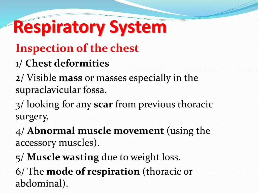 respiratory system inspection of the chest