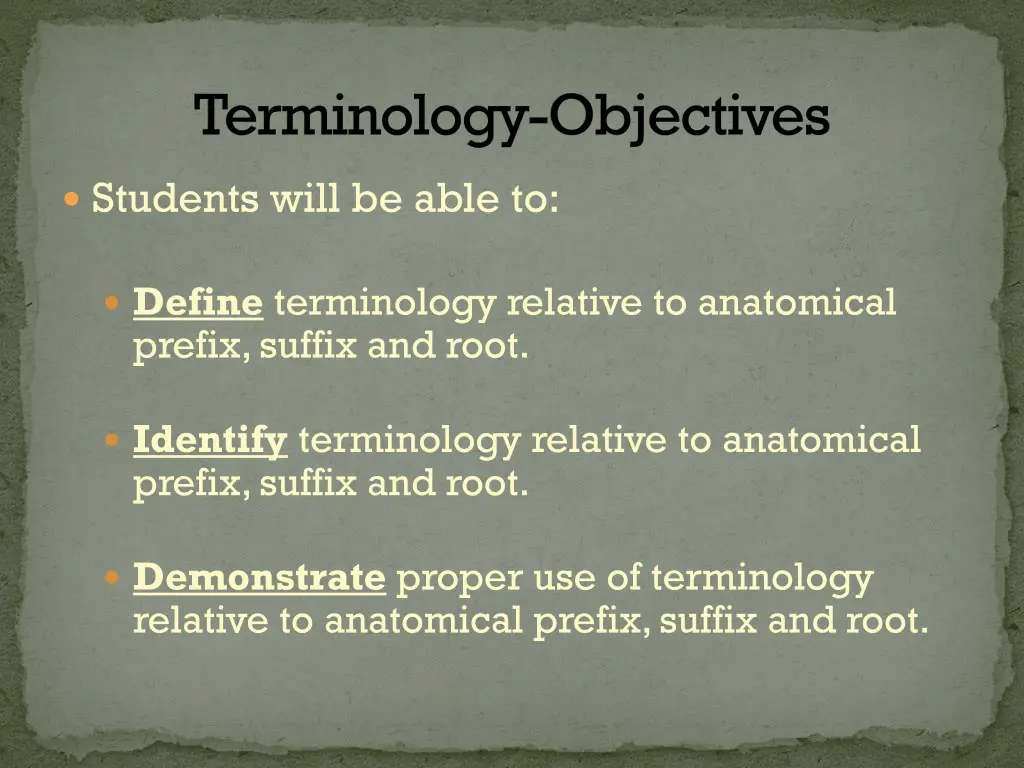 terminology objectives