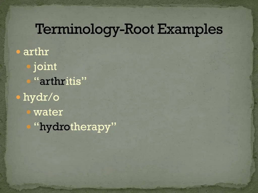terminology root examples