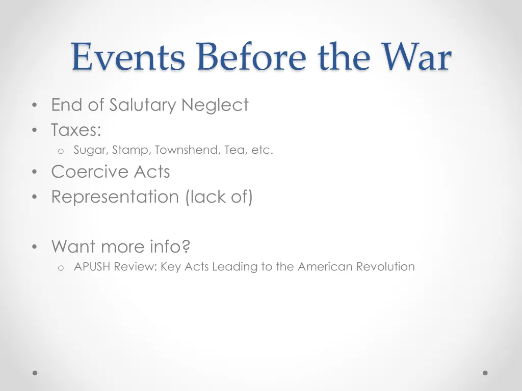 events before the war