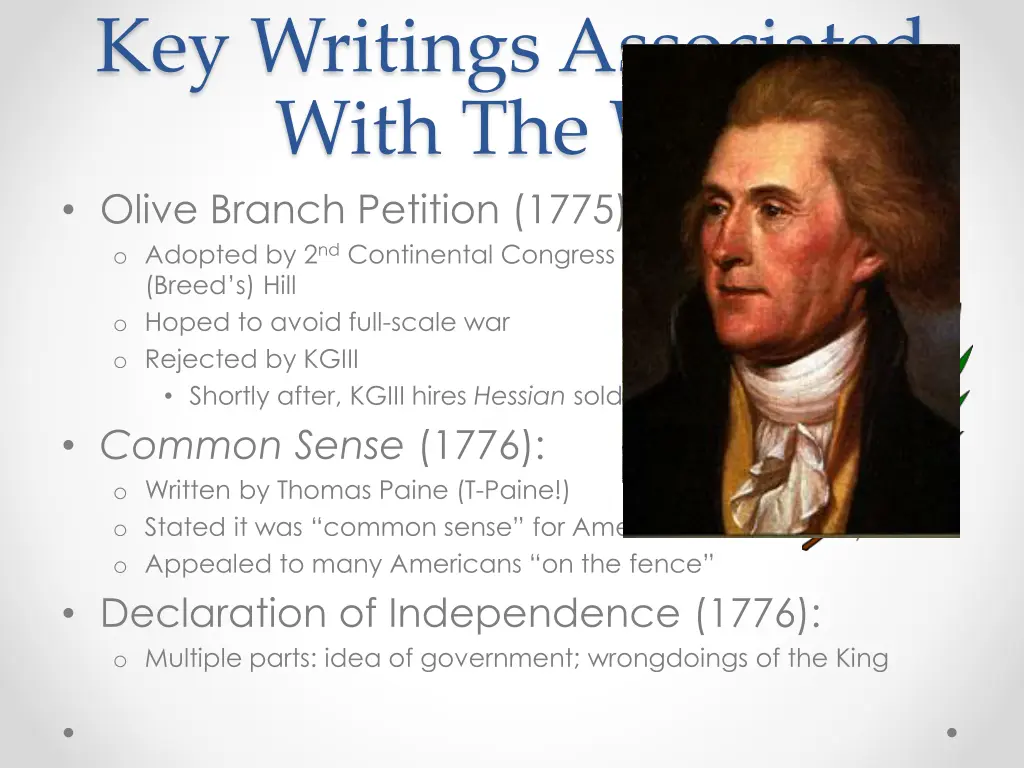 key writings associated with the war olive branch