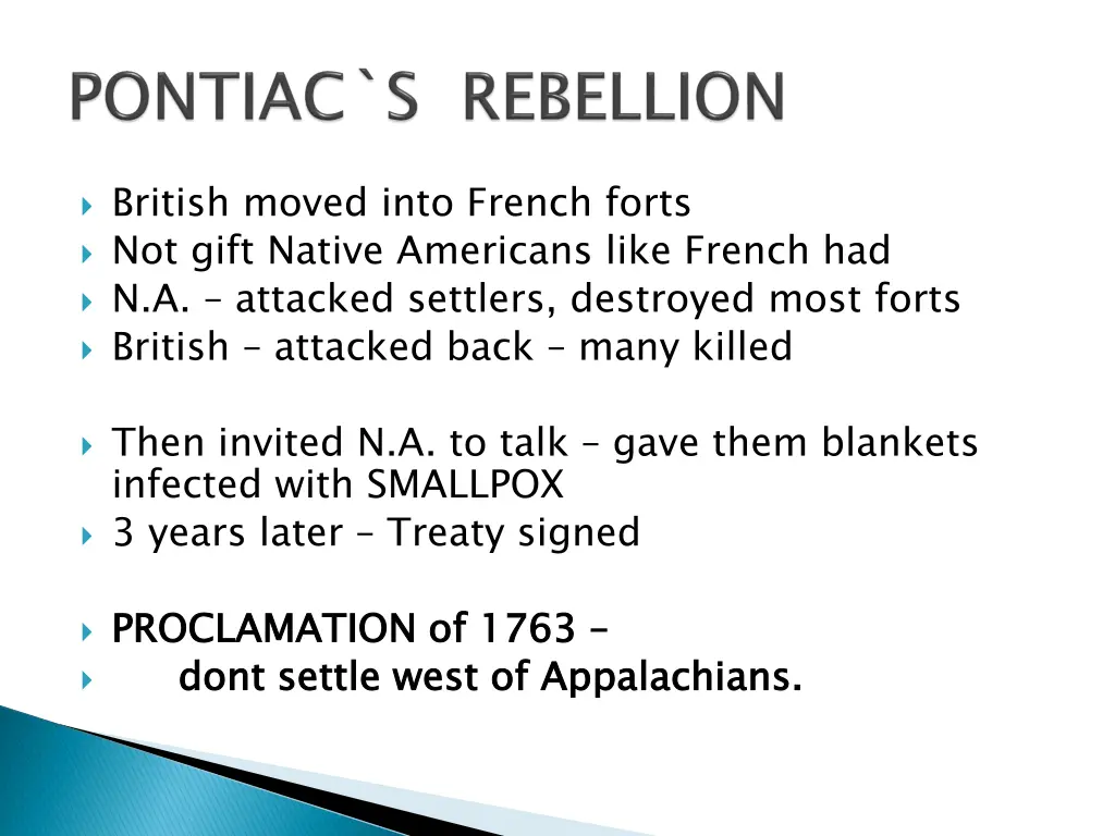 british moved into french forts not gift native