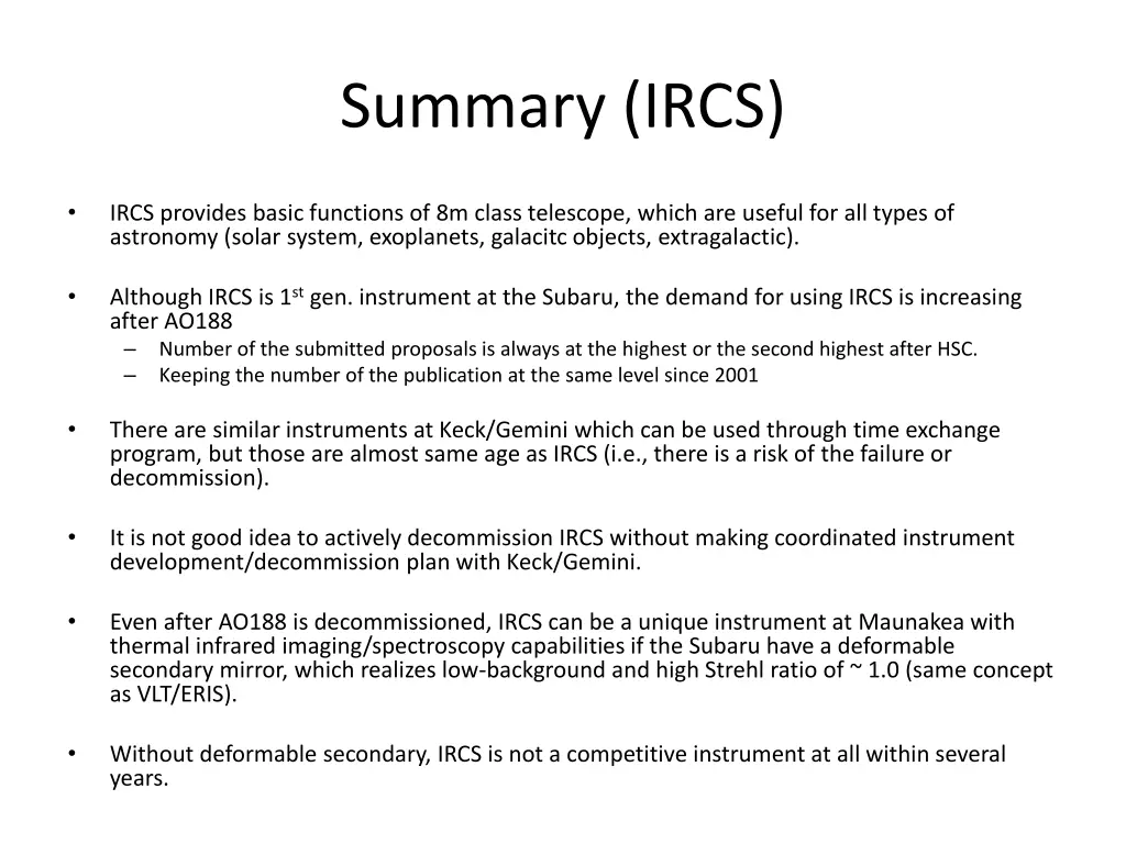 summary ircs