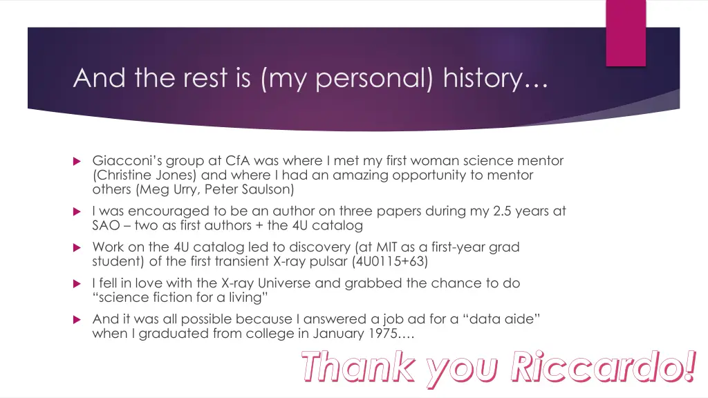 and the rest is my personal history