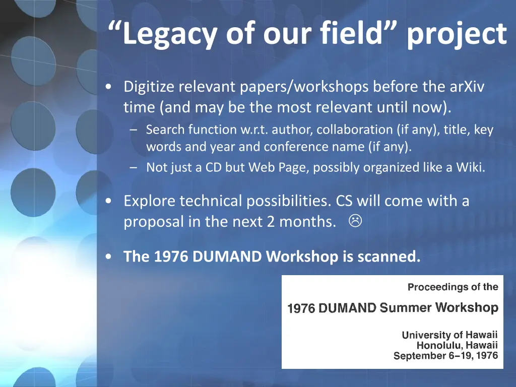 legacy of our field project