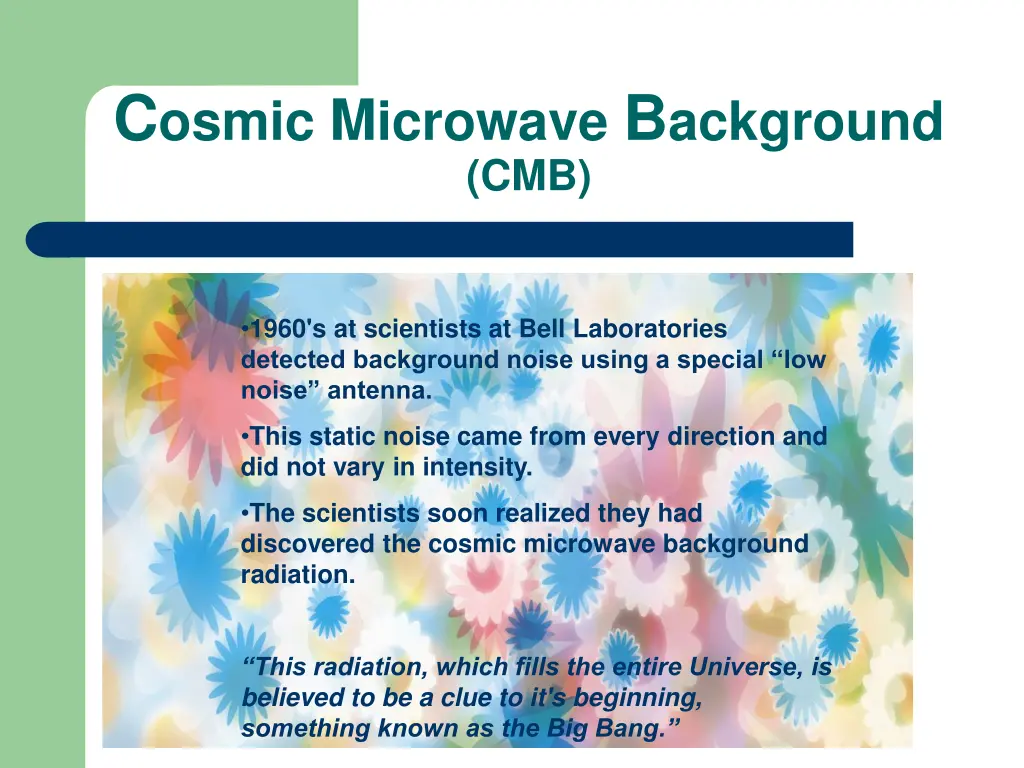 c osmic m icrowave b ackground cmb