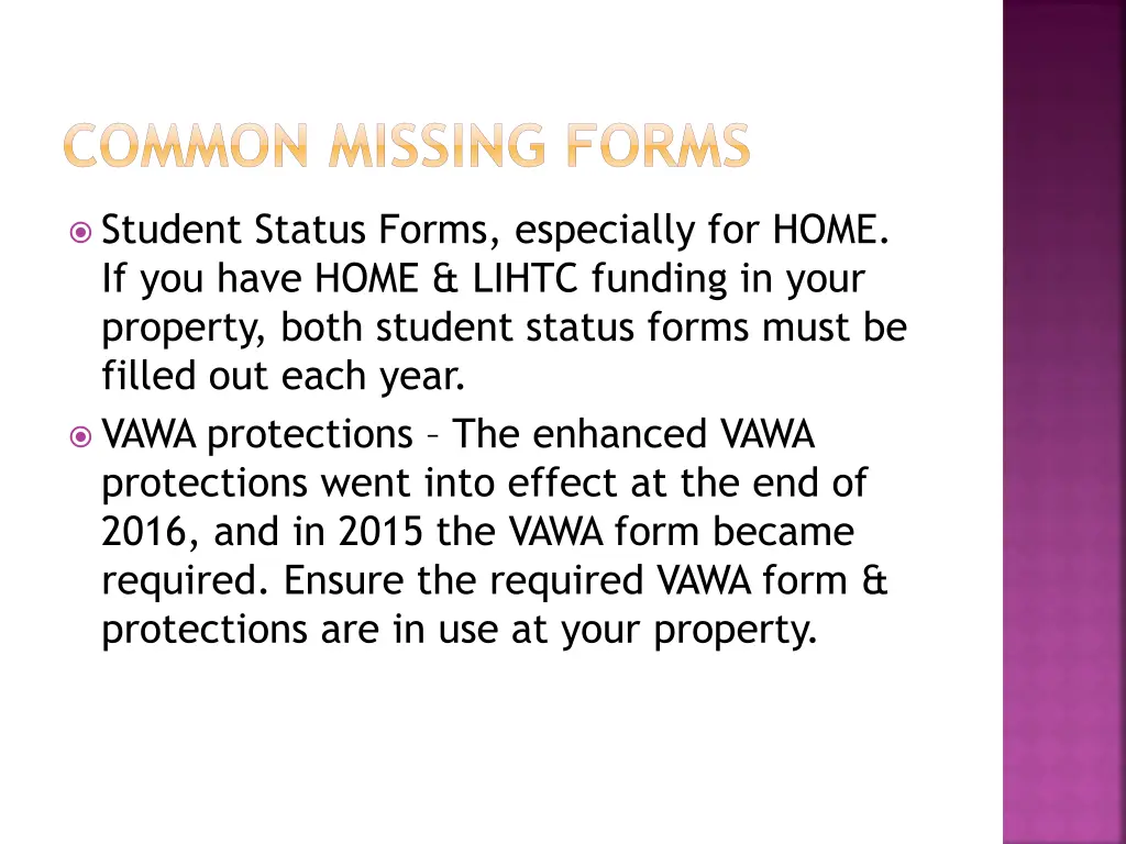 common missing forms