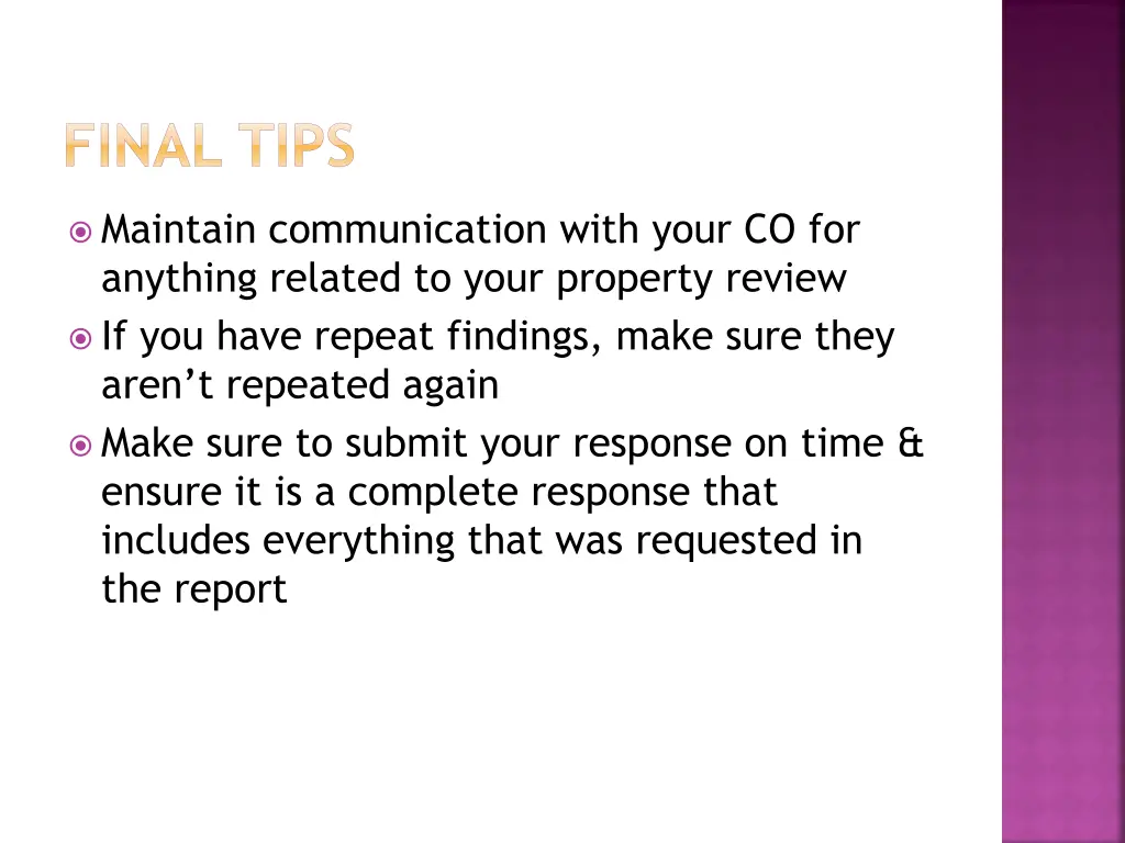 final tips