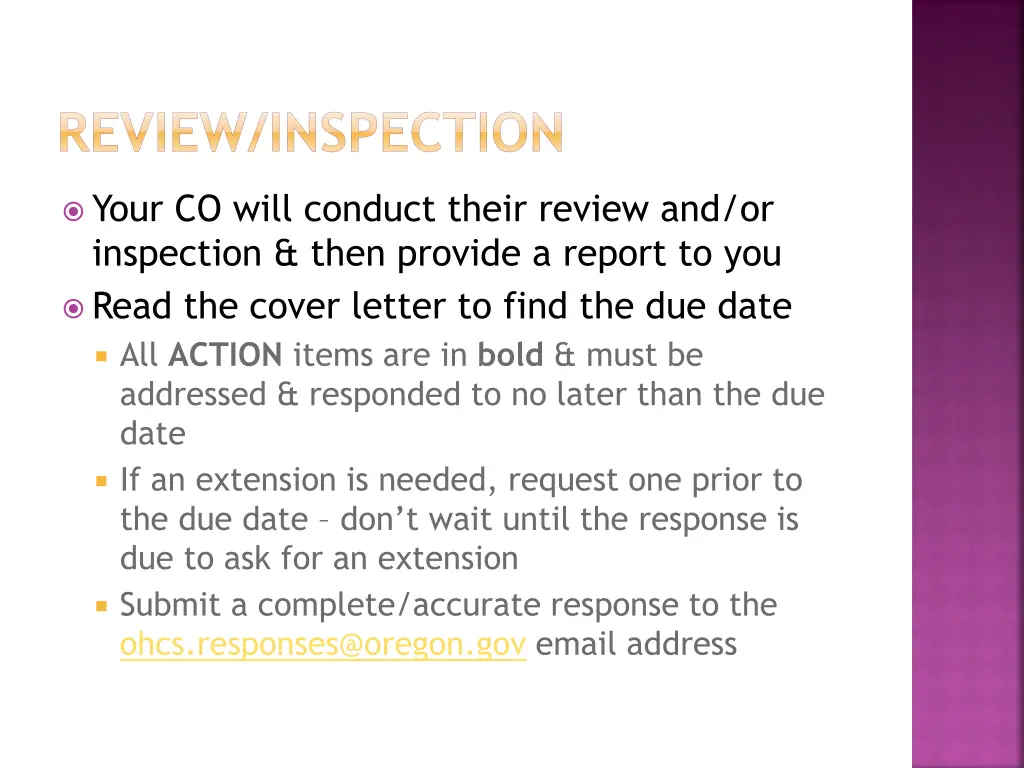 review inspection