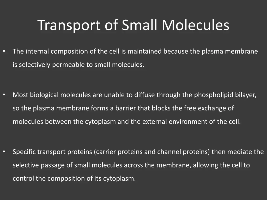 transport of small molecules 1