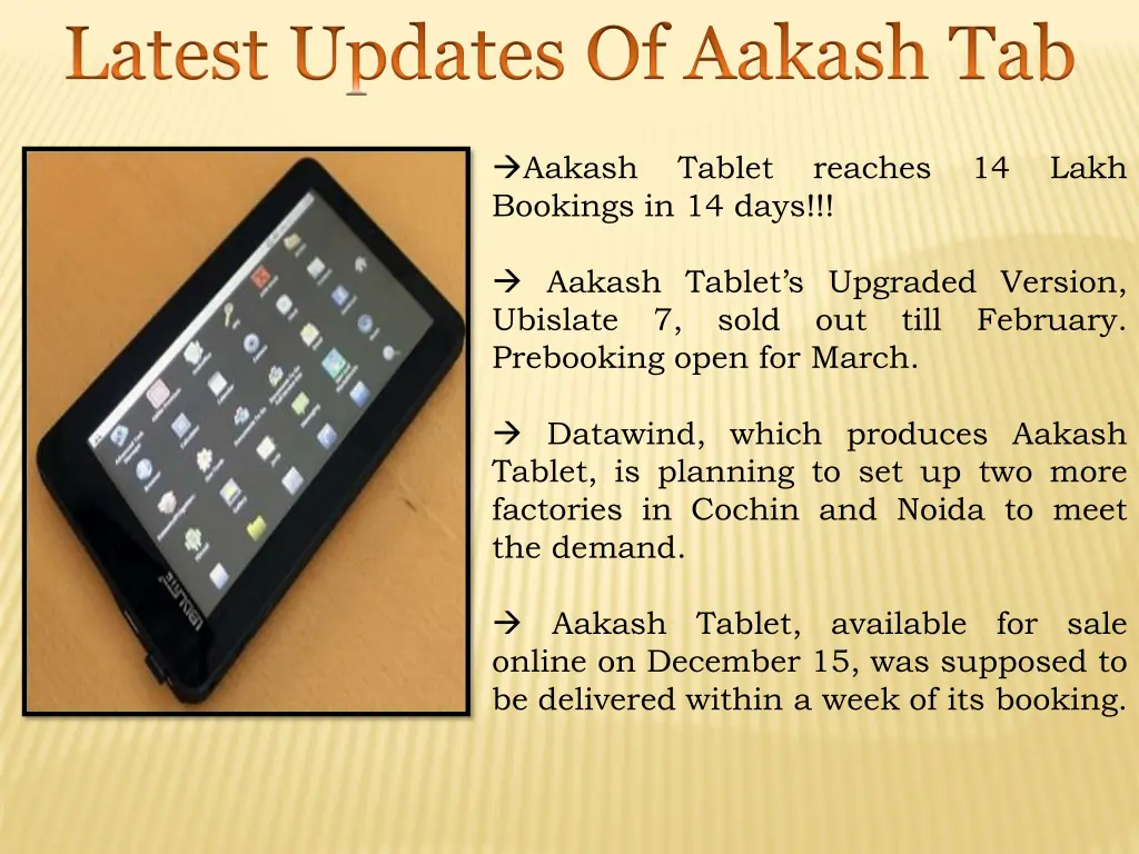 latest updates of aakash tab