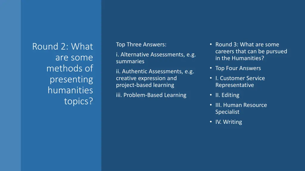 round 3 what are some careers that can be pursued