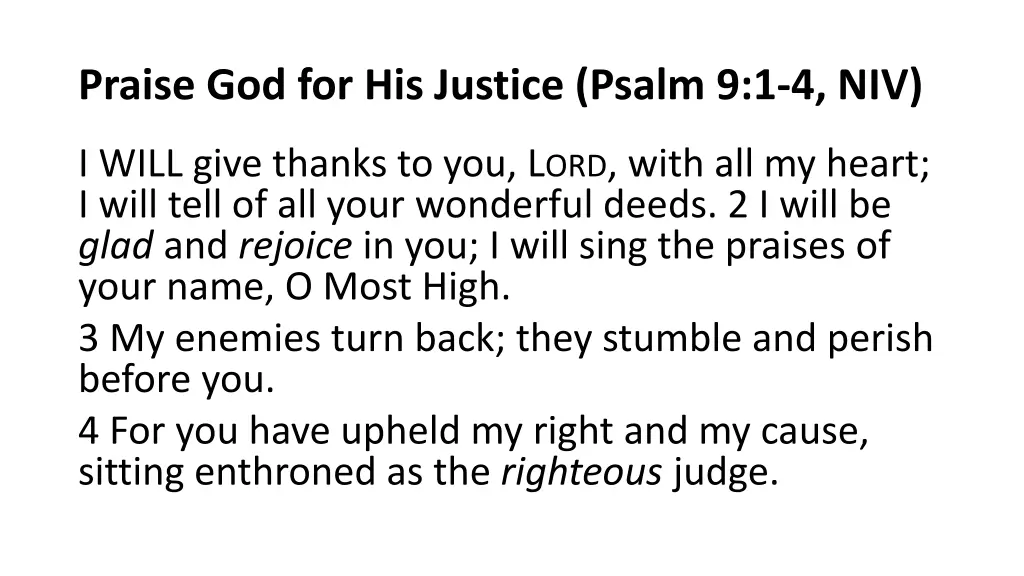 praise god for his justice psalm 9 1 4 niv