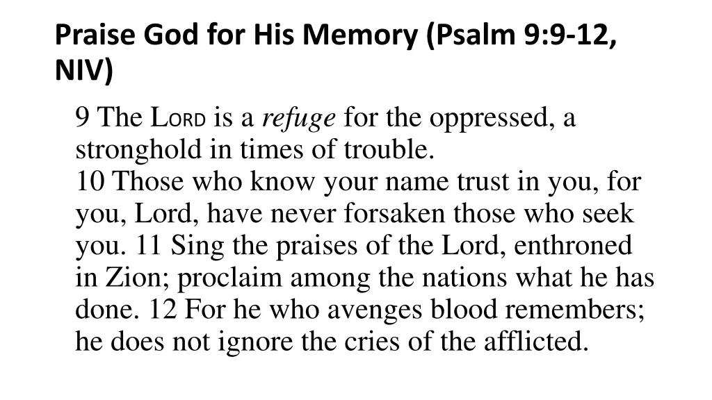 praise god for his memory psalm