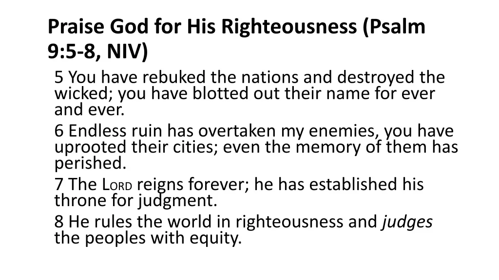 praise god for his righteousness psalm