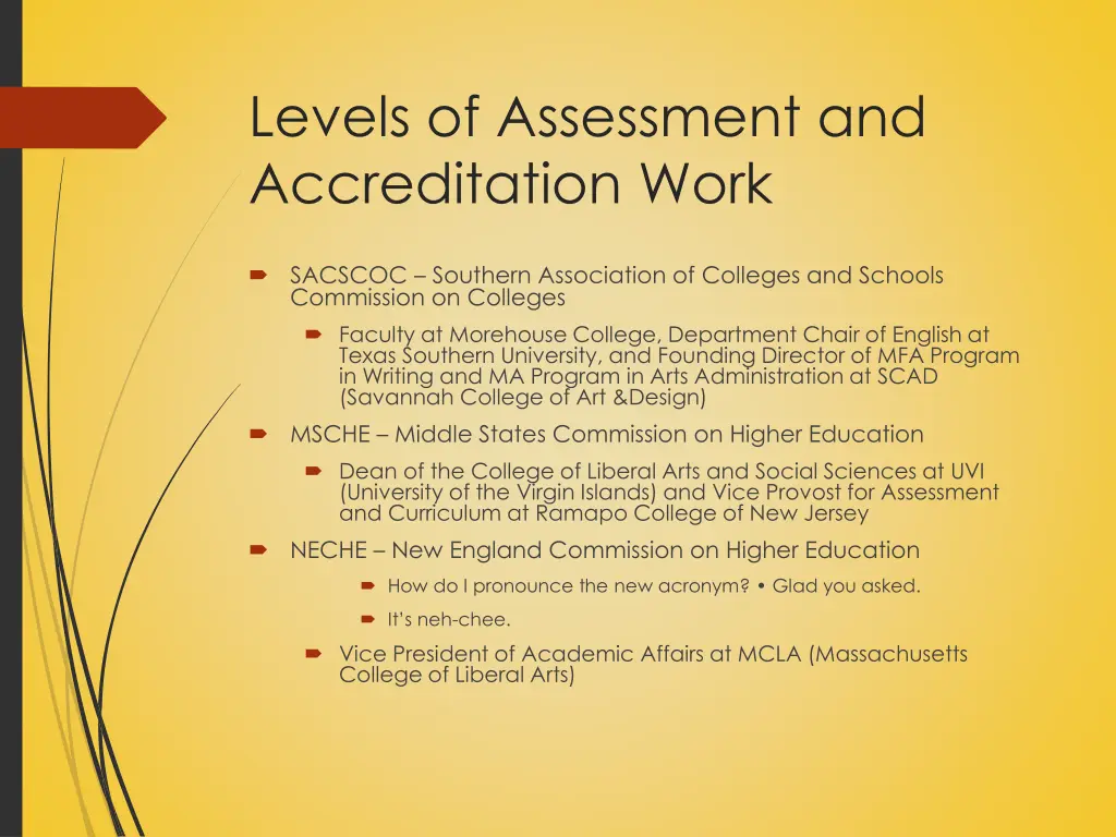 levels of assessment and accreditation work