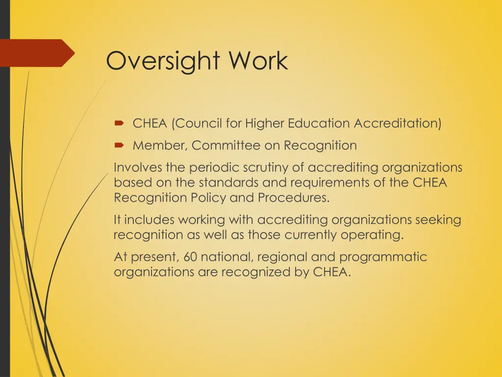 oversight work
