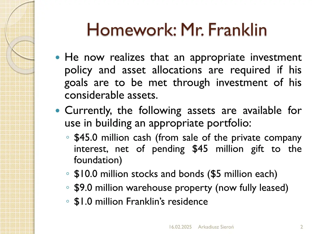 homework mr franklin 1